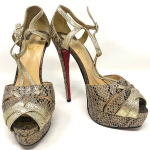 CHRISTIAN LOUBOUTIN Glennalta Snakeskin AUTHENTICATED 38